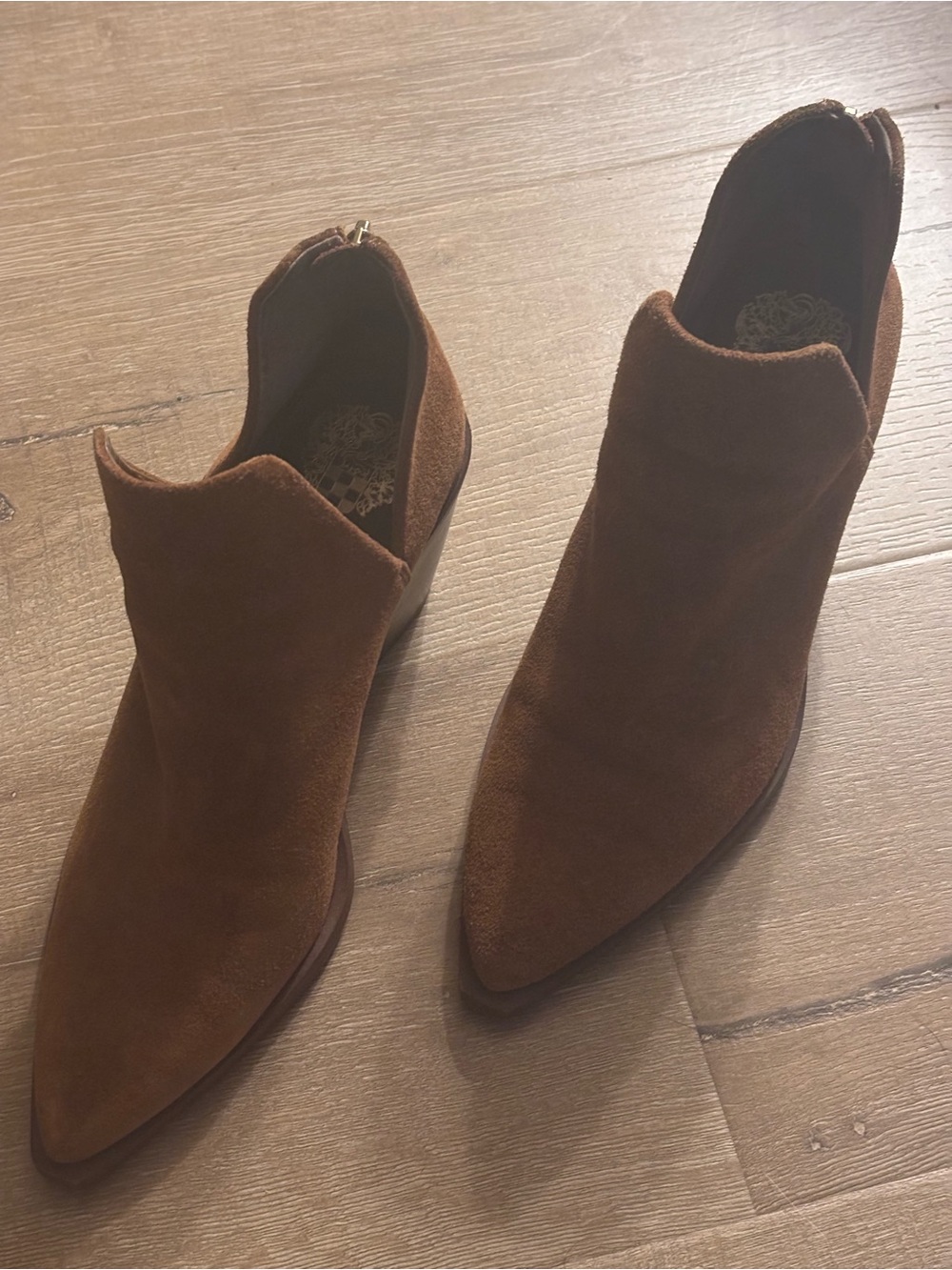 Vince Camuto Brown Suede Pointed Toe Ankle Booties